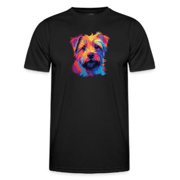 Aquarelle coloré Norfolk Terrier - T-shirt sport Homme - noir - Devant - AI Model Male 178 dark (178cm)