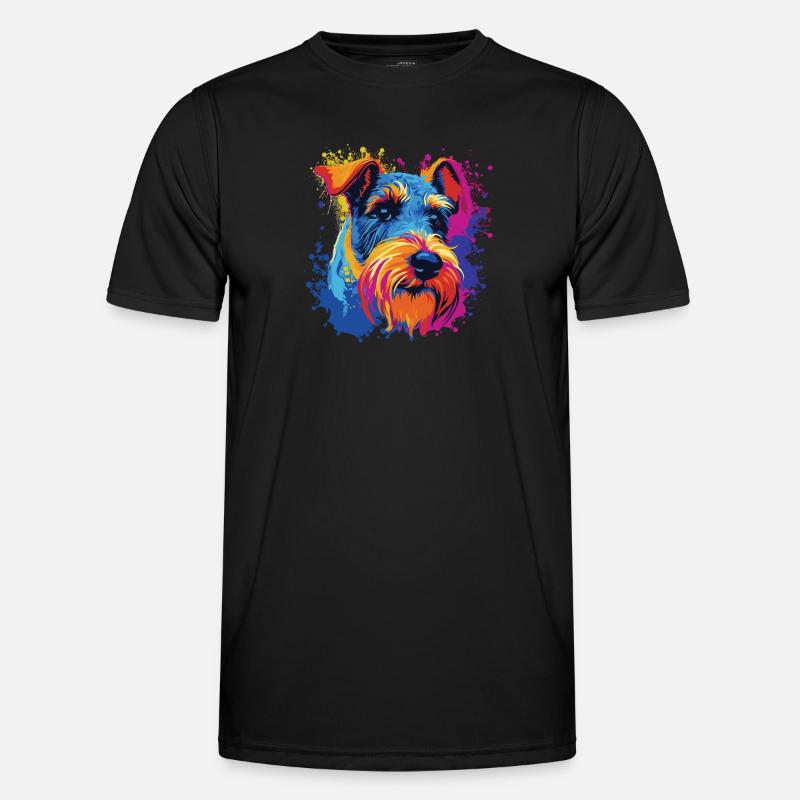 Wasserfarben Farbenfroher Drahthaar-Foxterrier Männer Funktions-T-Shirt