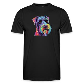 Wasserfarben Farbenfroher Standard Schnauzer - Männer Funktions-T-Shirt - Schwarz - Vorne - AI Model Male 178 dark (178cm)