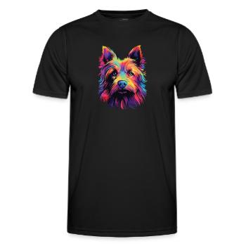 Aquarelle coloré Australian Terrier - T-shirt sport Homme - noir - Devant - AI Model Male 178 dark (178cm)