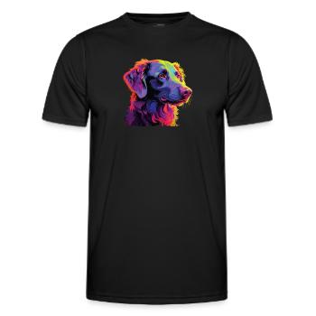 Watercolor Colorful Curly Coated Retriever - Men's Functional T-Shirt - black - Front - AI Model Male 178 dark (178cm)