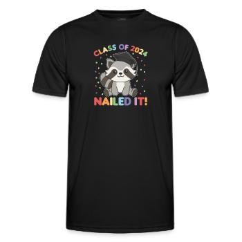 Kids Class of 2024 nailed it Waschbär - Männer Funktions-T-Shirt - Schwarz - Vorne - AI Model Male 178 dark (178cm)