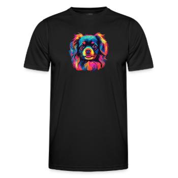 Aquarelle colorée épagneul tibétain - T-shirt sport Homme - noir - Devant - AI Model Male 178 dark (178cm)