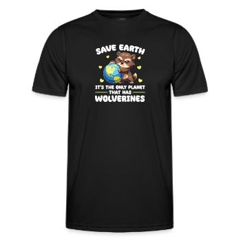 Is the only planet with wolverine Earth Day - Men's Functional T-Shirt - black - Front - AI Model Male 178 dark (178cm)