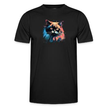Katze Wasserfarben bunte Himalaya-katze - Männer Funktions-T-Shirt - Schwarz - Vorne - AI Model Male 178 dark (178cm)