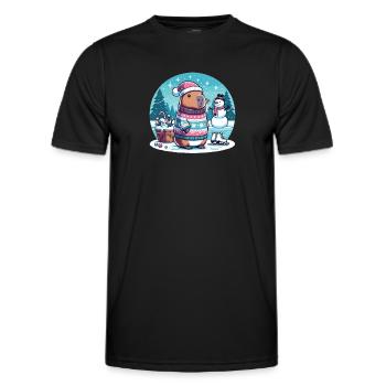Noël festif Capybara d’hiver - T-shirt sport Homme - noir - Devant - AI Model Male 178 dark (178cm)