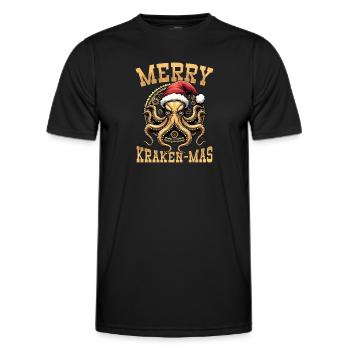 Merry Kraken-Mas Steampunk-weihnachten - Männer Funktions-T-Shirt - Schwarz - Vorne - AI Model Male 178 dark (178cm)