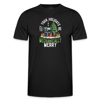 Mechanically Merry Steampunk Weihnachten - Männer Funktions-T-Shirt - Schwarz - Vorne - AI Model Male 178 dark (178cm)