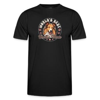 Shetland Sheepdog Dog Sheltie mom - Men's Functional T-Shirt - black - Front - AI Model Male 178 dark (178cm)