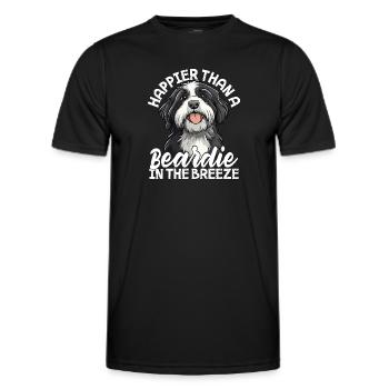 Bearded Collie Dog Happy Beardie in the Breeze - Men's Functional T-Shirt - black - Front - AI Model Male 178 dark (178cm)