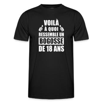bogosse de 18 ans / humour anniversaire 18 ans - T-shirt sport Homme - noir - Devant - AI Model Male 178 dark (178cm)