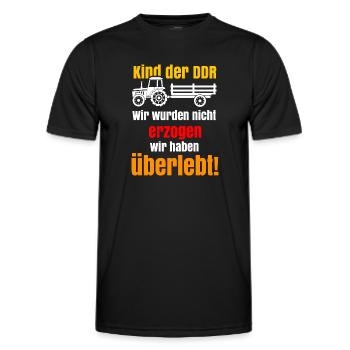 DDR Spruch mit Traktor - Männer Funktions-T-Shirt - Schwarz - Vorne - AI Model Male 178 dark (178cm)