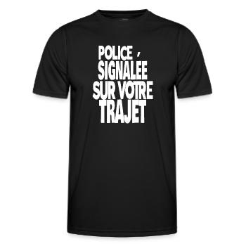 police signalée sur votre trajet - T-shirt sport Homme - noir - Devant - AI Model Male 178 dark (178cm)