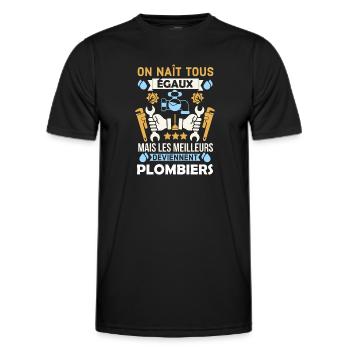 les meilleurs sont plombiers 1 - T-shirt sport Homme - noir - Devant - AI Model Male 178 dark (178cm)