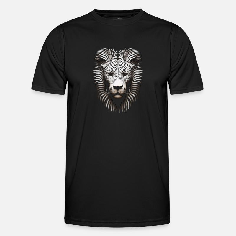 Imposing Op Art Lion Canvas Artwork Men's Functional T-Shirt