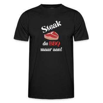 Steak vom Grill, aber auf Barbecue-T-Shirt - Männer Funktions-T-Shirt - Schwarz - Vorne - AI Model Male 178 dark (178cm)