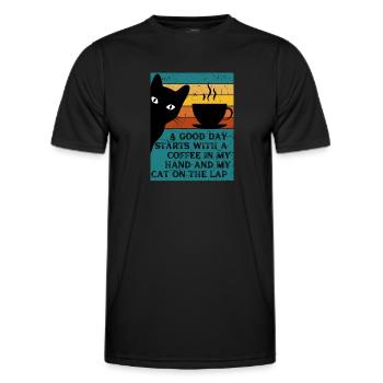 Chat / Chat Amoureux Cadeau Chat Motif - T-shirt sport Homme - noir - Devant - AI Model Male 178 dark (178cm)