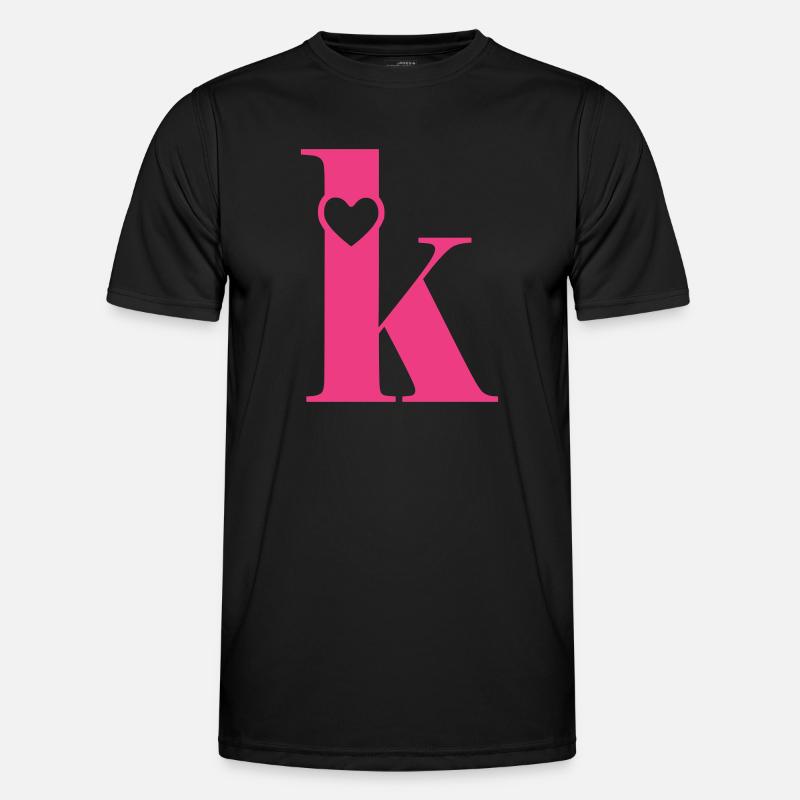Buchstabe k Anfangsbuchstabe mit Herz - Männer Funktions-T-Shirt - Schwarz