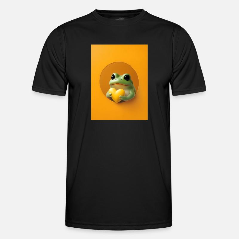 Frosch Herz niedlich Geschenk - Männer Funktions-T-Shirt - Schwarz