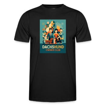 Dachshund Owner Club – Funny Dog Motif - Men's Functional T-Shirt - black - Front - AI Model Male 178 dark (178cm)