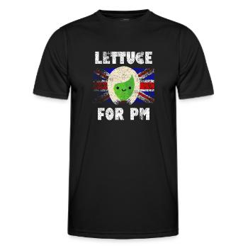 Lettuce For PM Meme, Liz Truss Funny Satire - Men's Functional T-Shirt - black - Front - AI Model Male 178 dark (178cm)