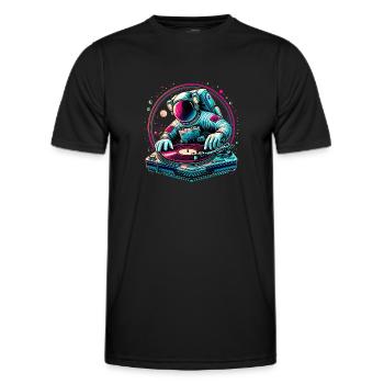 Astronaute DJ Planets DJing dans l’espace - T-shirt sport Homme - noir - Devant - AI Model Male 178 dark (178cm)
