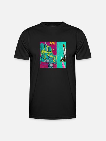 Space Shuttle Van Gogh - Men's Functional T-Shirt - black