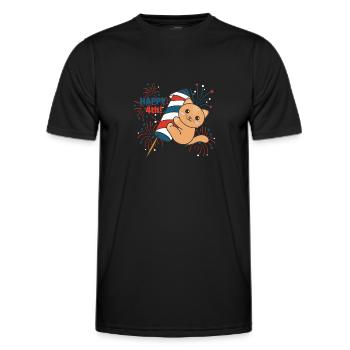 Katze für den vierten Juli Feuerwerk Rakete - Männer Funktions-T-Shirt - Schwarz - Vorne - AI Model Male 178 dark (178cm)