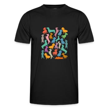 Muster aus vielen bunten Dackeln - Männer Funktions-T-Shirt - Schwarz - Vorne - AI Model Male 178 dark (178cm)