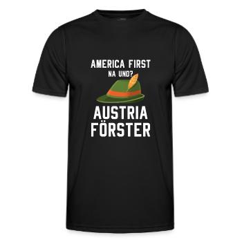 America First Austria Förster Spruch Waldarbeiter - Männer Funktions-T-Shirt - Schwarz - Vorne - AI Model Male 178 dark (178cm)