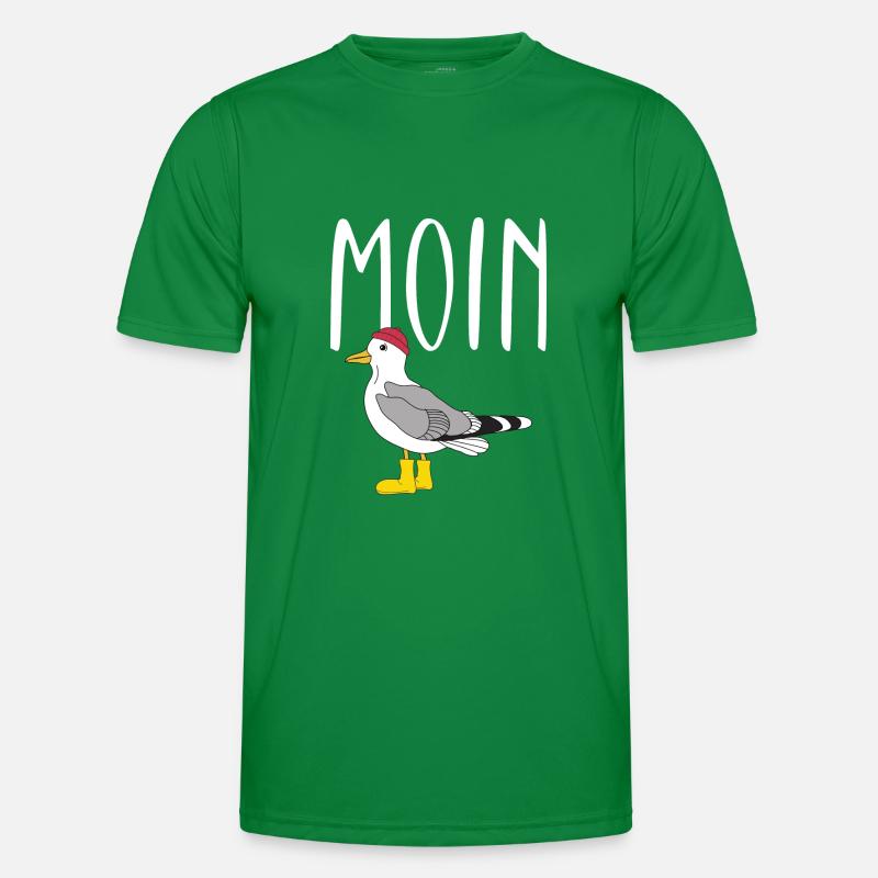 Moin Möwe Vogel See Meer Männer Funktions-T-Shirt