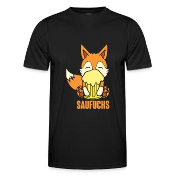 Fuchs Saufuchs Biertrinker Saufen Bier - Männer Funktions-T-Shirt - Schwarz - Vorne - AI Model Male 178 dark (178cm)