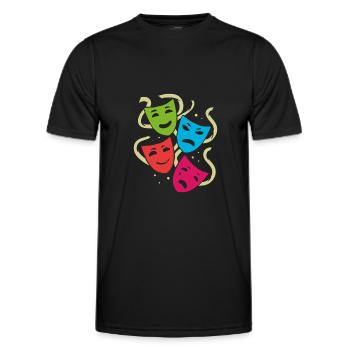 Masques de théâtre | masques colorés - T-shirt sport Homme - noir - Devant - AI Model Male 178 dark (178cm)