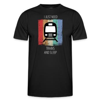 Train Railway Railroad Worker Trains Train Driver - Men's Functional T-Shirt - black - Front - AI Model Male 178 dark (178cm)