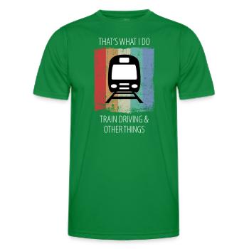 Train Railway Railroad Worker Trains Train Driver - Men's Functional T-Shirt - kelly green - Front - AI Model Male 178 dark (178cm)
