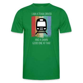 Train Railway Railroad Worker Trains Train Driver - Men's Functional T-Shirt - kelly green - Front - AI Model Male 178 dark (178cm)
