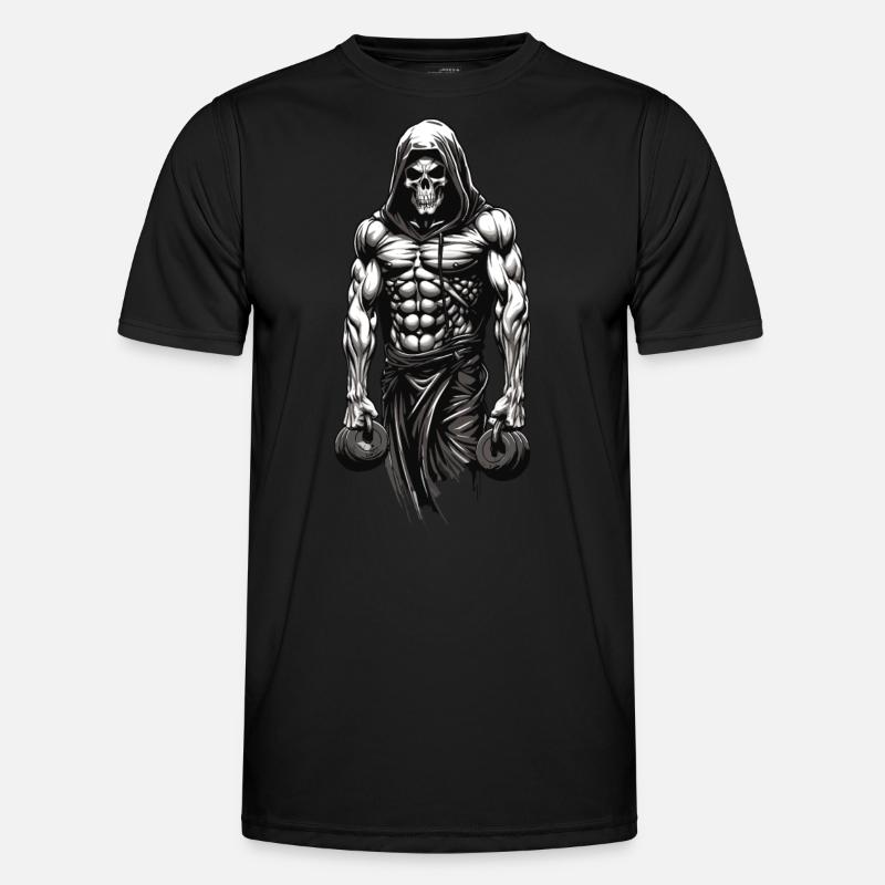 Powerful Bodybuilder Skeleton Training Design - Men's Functional T-Shirt - black
