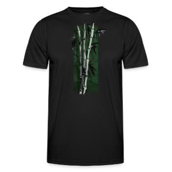 Zen Tranquility: Elegant Bamboo Grove - Men's Functional T-Shirt - black - Front - AI Model Male 178 dark (178cm)