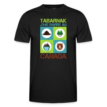 Tabarnak Je Me Barre Au Canada, Feuille D'érable - T-shirt sport Homme - noir - Devant - AI Model Male 178 dark (178cm)