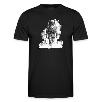 Vintager Astronaut spaziert im Mondstaub Nebel - Männer Funktions-T-Shirt - Schwarz - Vorne - AI Model Male 178 dark (178cm)
