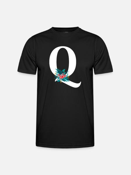 letter Q flowered - Men's Functional T-Shirt - black
