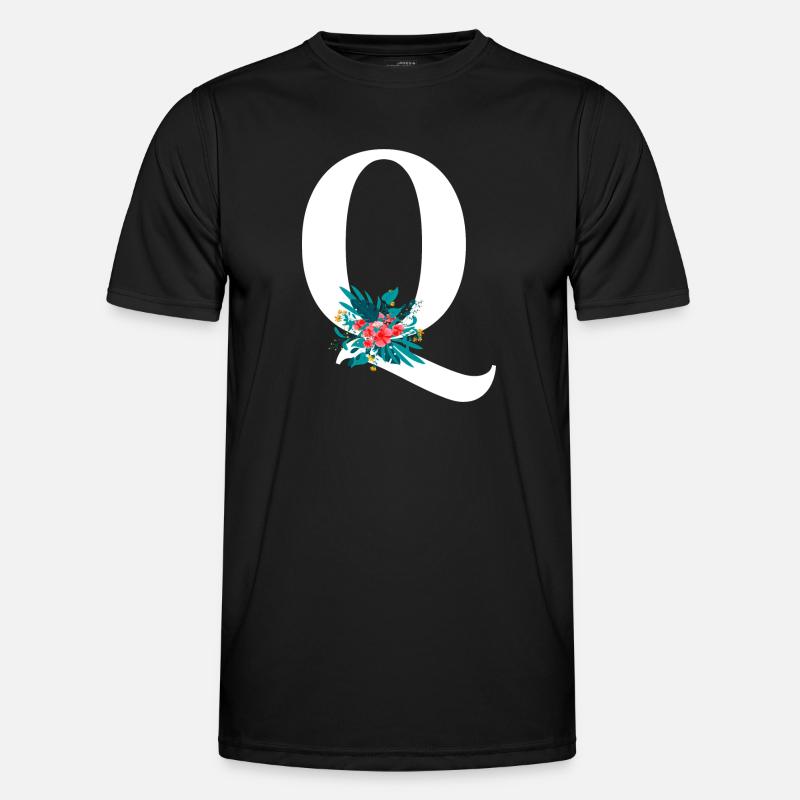 letter Q flowered - Men's Functional T-Shirt - black