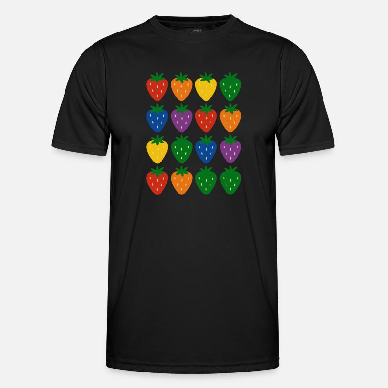 Colorful Rainbow Strawberry Pattern - Men's Functional T-Shirt - black
