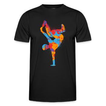 Breakdance coloré Breakdancer Hommes Breakdance - T-shirt sport Homme - noir - Devant - AI Model Male 178 dark (178cm)