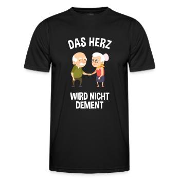 Das Herz wird nicht dement Pflege mit Herz - Männer Funktions-T-Shirt - Schwarz - Vorne - AI Model Male 178 dark (178cm)