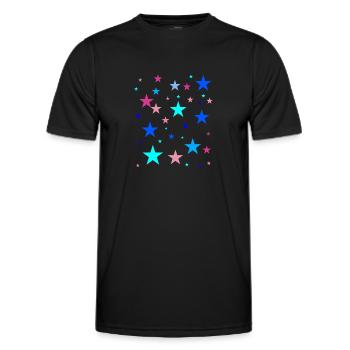 Sterne, bunt, blau, rosa, pink - Männer Funktions-T-Shirt - Schwarz - Vorne - AI Model Male 178 dark (178cm)