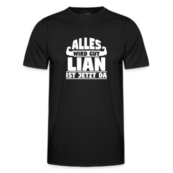 Alles wird gut Lian ist jetzt da - Männer Funktions-T-Shirt - Schwarz - Vorne - AI Model Male 178 dark (178cm)