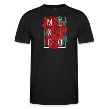 Mexique avec des roses - T-shirt sport Homme - noir - Devant - AI Model Male 178 dark (178cm)