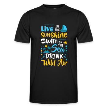 Lebe Im Sonnenschein Schwimmen Im Meer Wildluft - Männer Funktions-T-Shirt - Schwarz - Vorne - AI Model Male 178 dark (178cm)