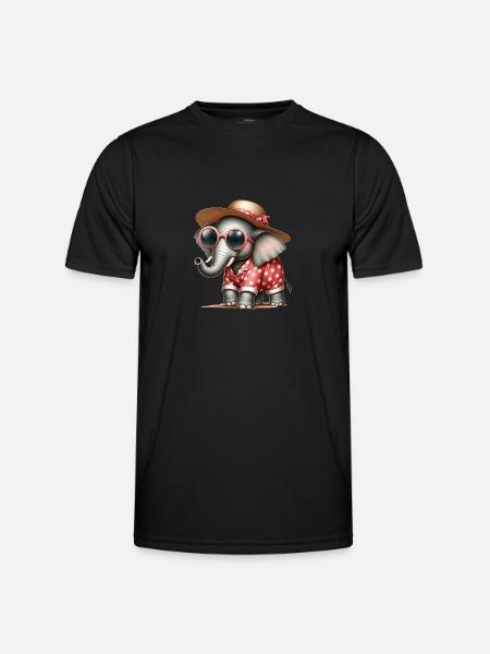 Elephant in pajamas with sunglasses - Men's Functional T-Shirt - black